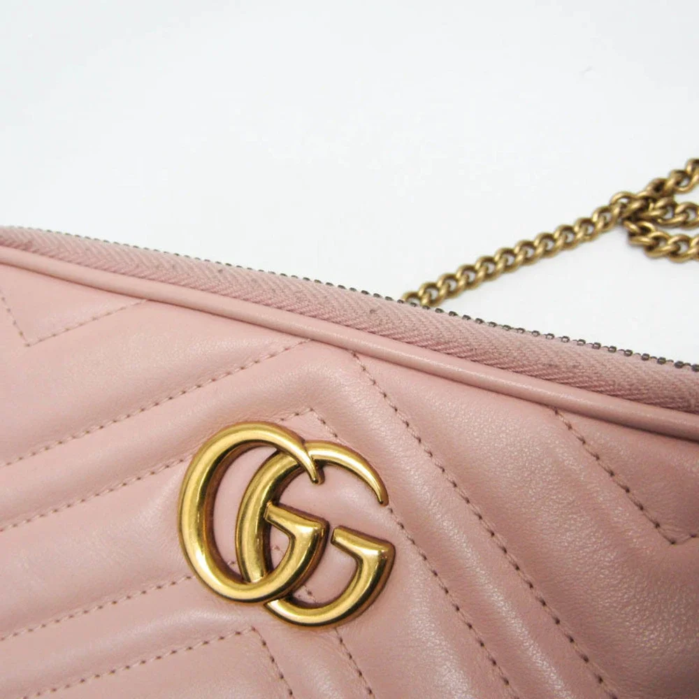 GUCCI Pink Leather GG Marmont Shoulder Bag - Picture 5 of 13